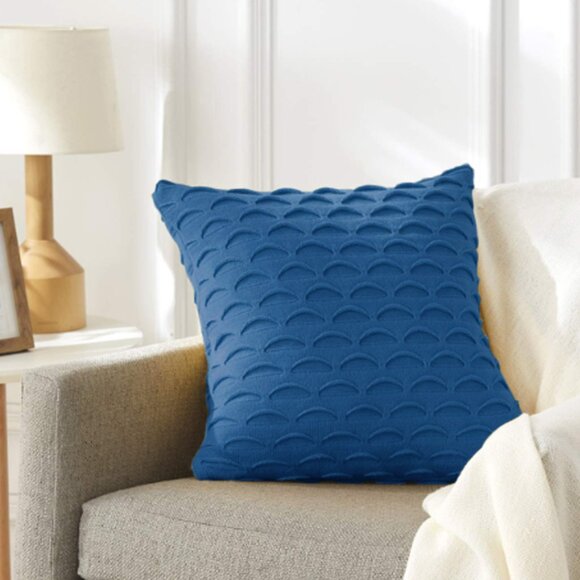 SOGA 2X 45cm Scalloped Wave Pillowcase (Navy Blue) - Picture 1 of 7